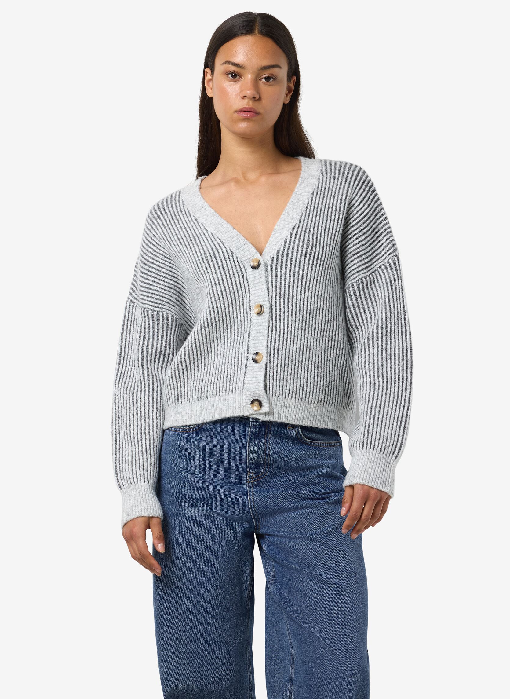 Gilets et Cardigans Noisy May NMDIMI L/S V-NECK KNIT CARDIGAN FWD donnas grigio