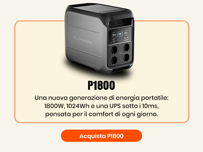 P1800 Centrale Elettrica Portatile 1800W 1024Wh LiFePO4 Batteria