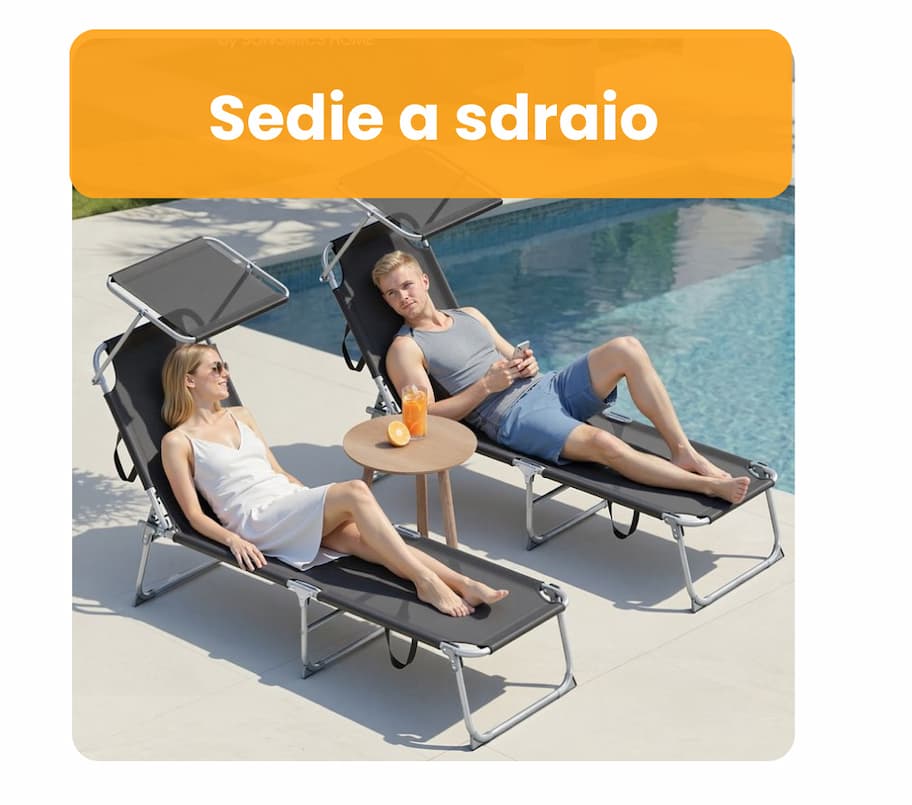 Set da 2 Sedie a sdraio pieghevoli