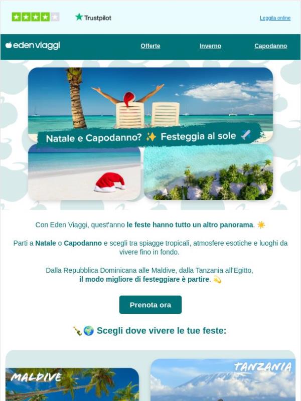 A Natale e Capodanno cambia panorama con Eden Viaggi ☀️