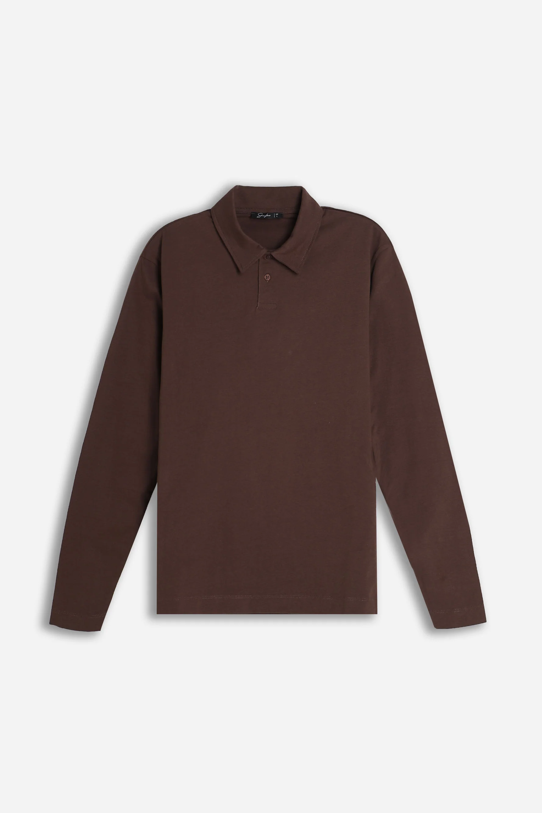 Image of POLO MANICA LUNGA CON BOTTONI MARRONE