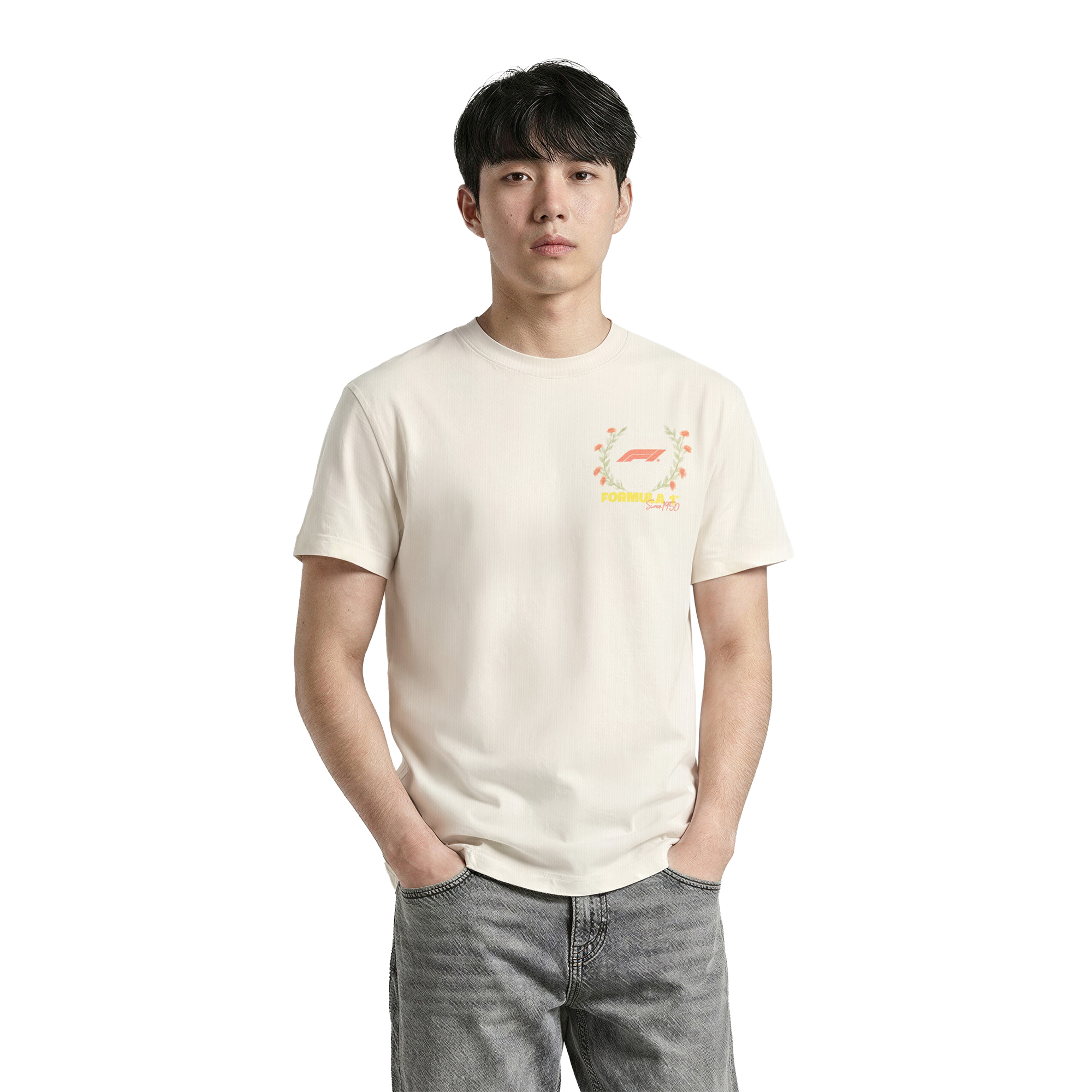 T-shirt grafica retrò Formula 1 - Bianco sporco
