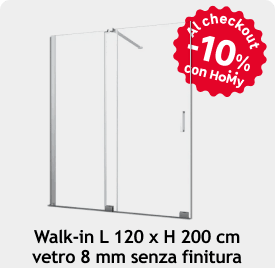 Walk-in L 120 x H 200 cm vetro 8 mm senza finitura