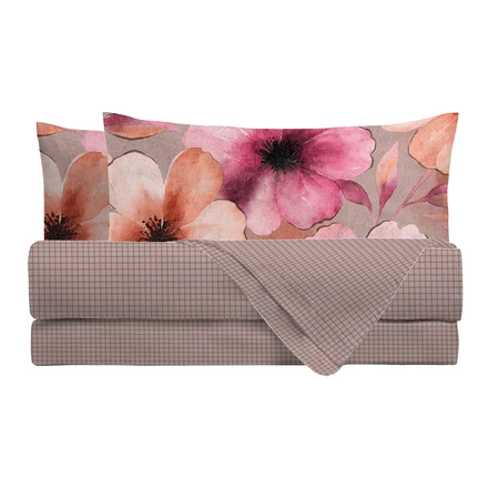 Completo Letto Matrimoniale in Cotone con Stampa - Fantasia Dream Me Eloise Pink