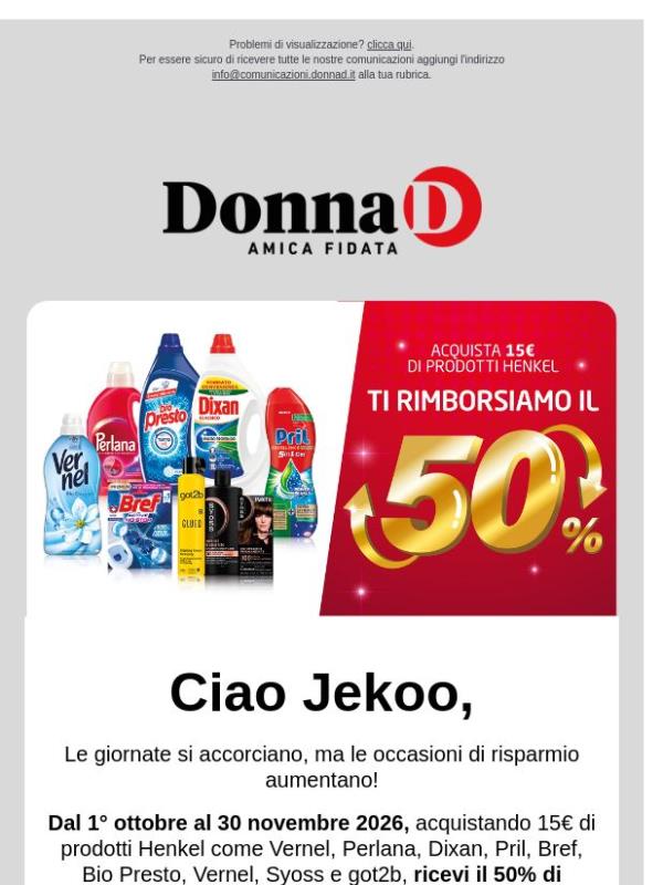 Cashback Henkel: ricevi il rimborso del 50% sui prodotti che ami