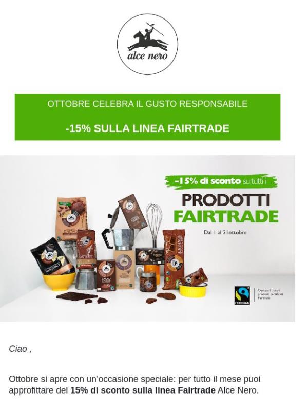 Alce Nero & Fairtrade: -15% di sconto