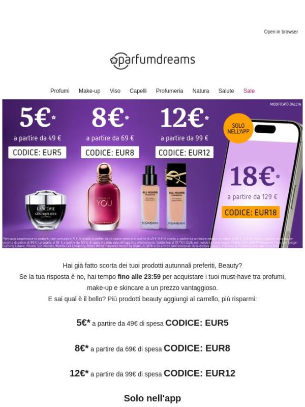 Non perdere tempo! 😰 Il tuo buono da 18€* sta per scadere!