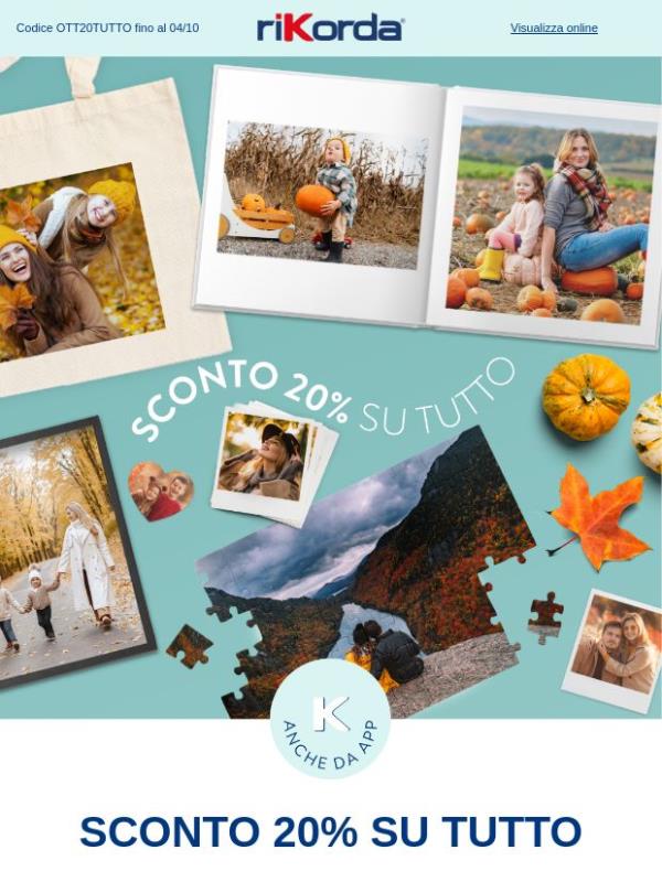 ☀️ -20% su TUTTO: i tuoi ricordi in promo!