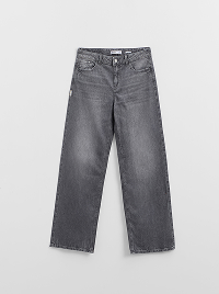 Jeans grigi a gamba larga.