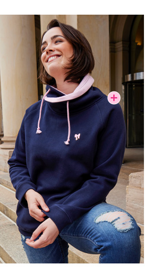 Morbido sweatshirt con colletto rosa e fiocco decorativo