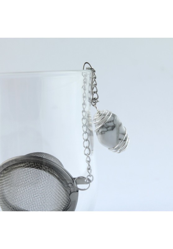 Image of Filtro Tè Tisane ciondolo Howlite in Spirale montata artigianalmente Infusiera Tisaniera Zen