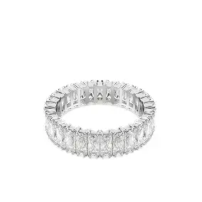 Anello Matrix, Taglio Baguette, Bianco, Placcato color argento