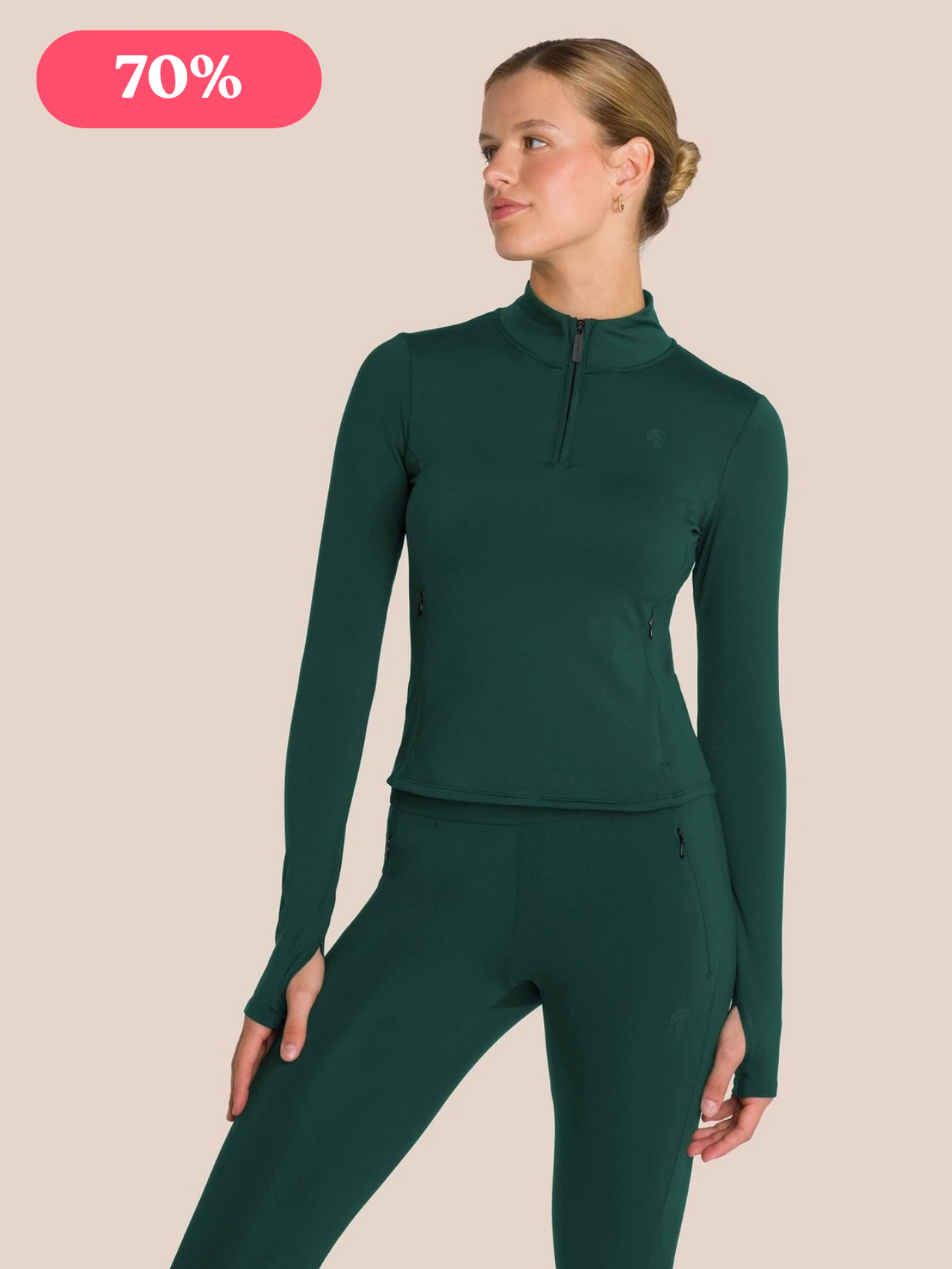 Florence Half Zip Longsleeve – Emerald Green