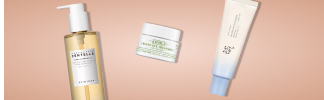 Olio detergente, crema viso e protezione solare per la skincare quotidiana.