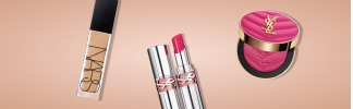 Correttore, rossetti e fard nei toni rosati per un fresco make-up look.