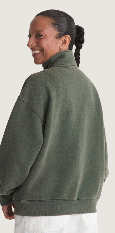 Oil Green Funnel Neck Sweatshirt