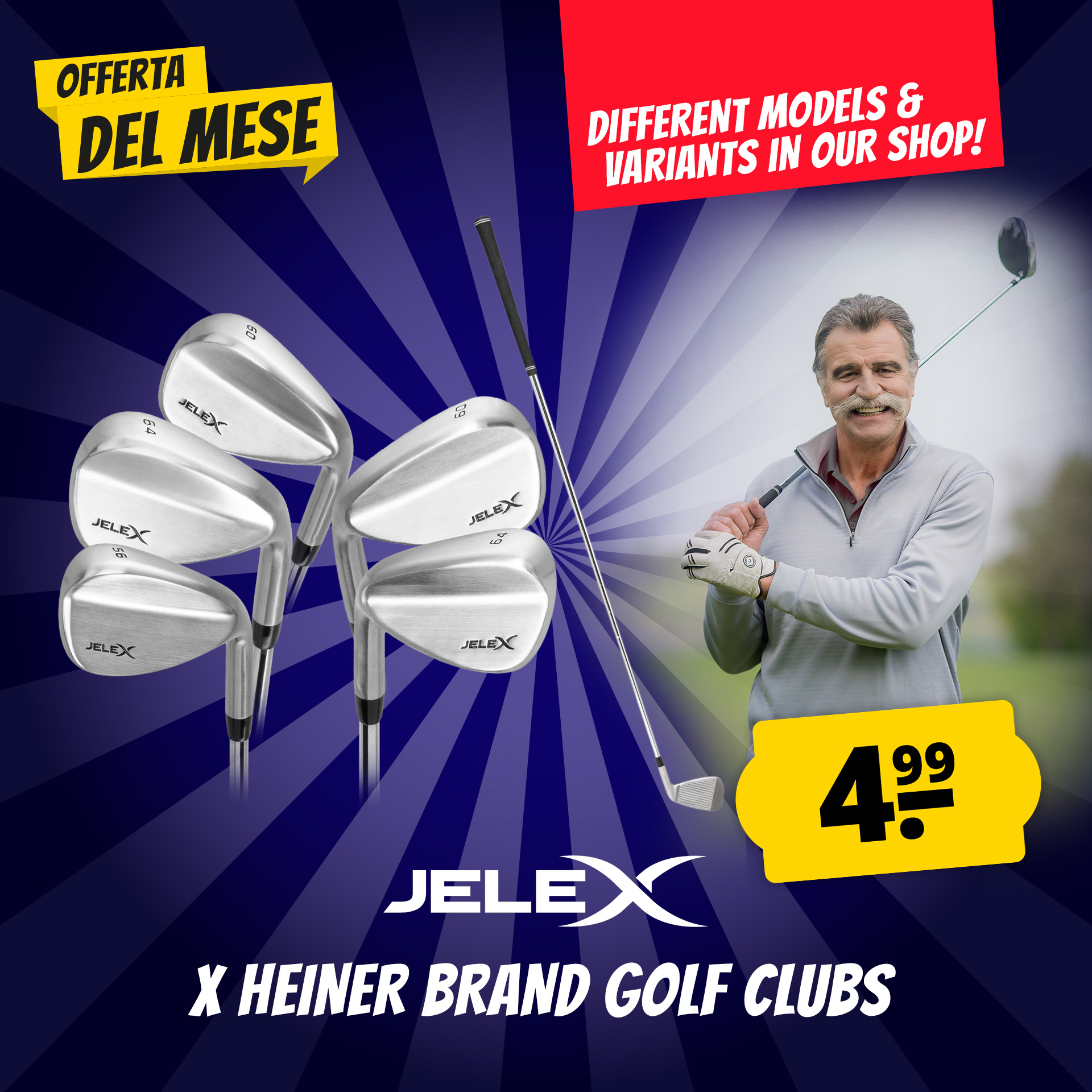 JELEX x Heiner Brand Mazza da golf wedge 56° per destri