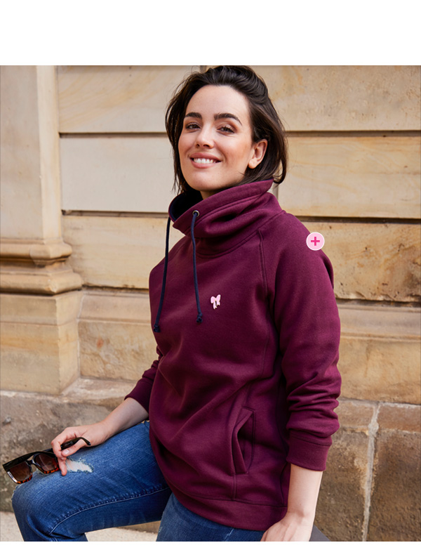 Morbido sweatshirt con colletto alto in bordeaux