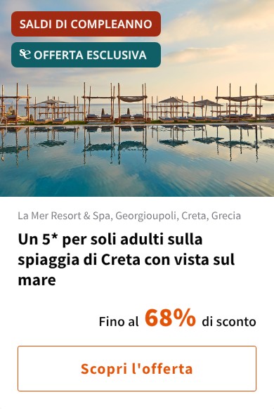 Un 5* per soli adulti sulla spiaggia di Creta con vista sul mare
