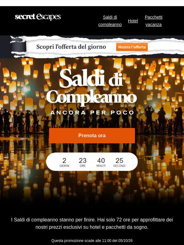 Saldi di compleanno - 72 ore di sconti