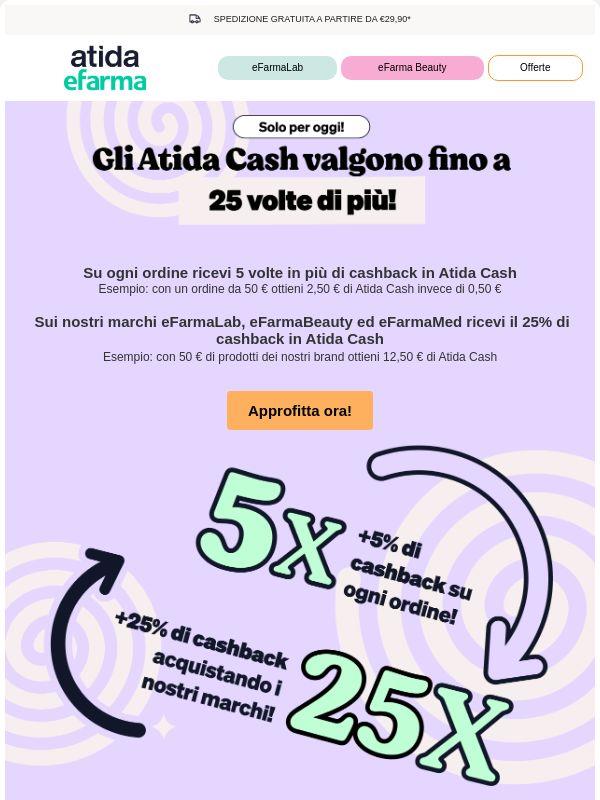 🔥 Gli Atida Cash valgono 5 volte in più!