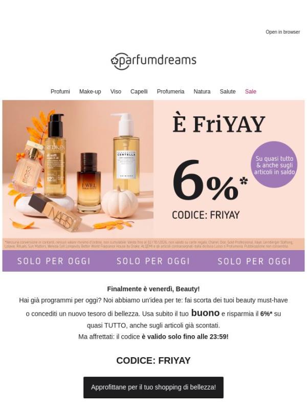 -6%* con il codice FriYAY! 🎉
