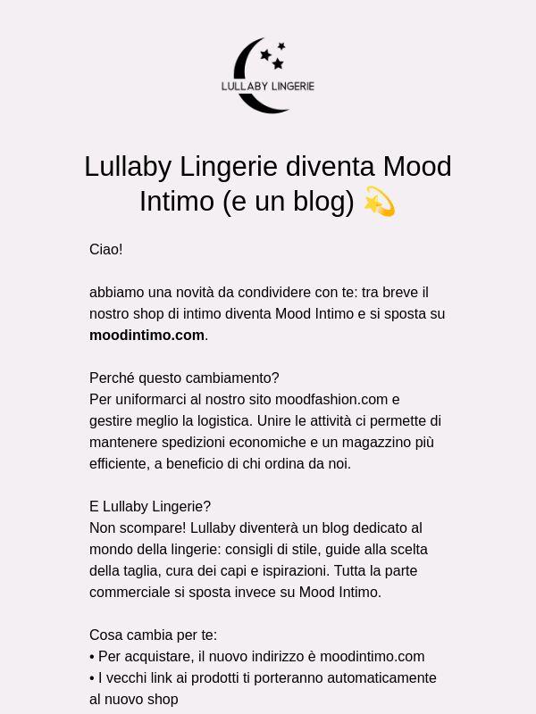 Novità in arrivo: Lullaby Lingerie diventa Mood Intimo (e un blog)