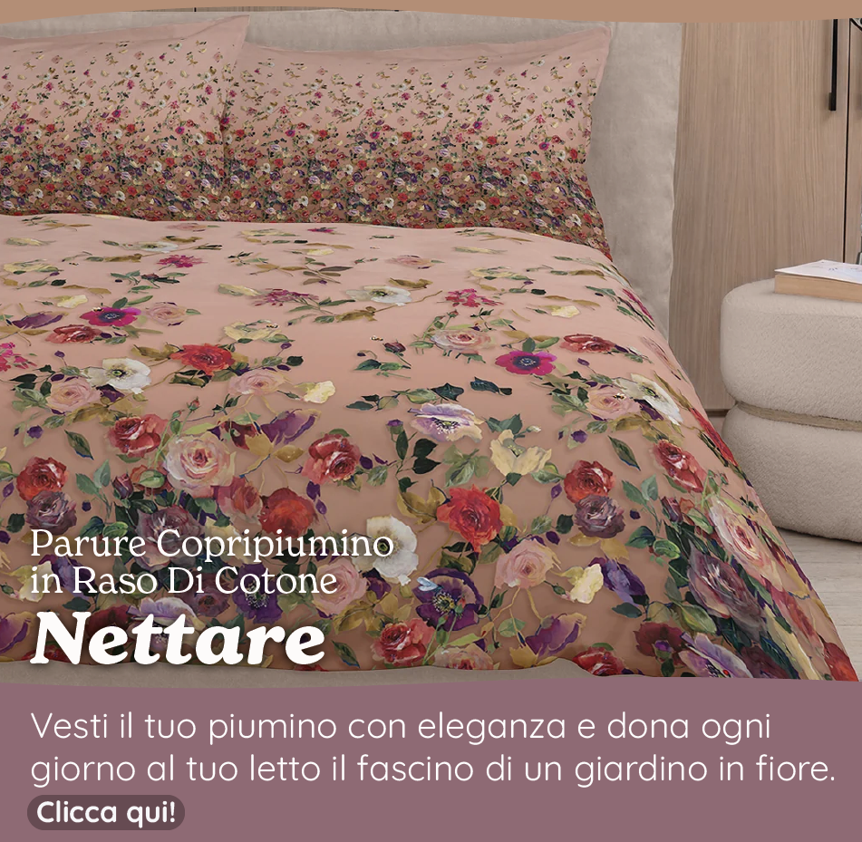 Parure Copripiumino in Raso Di Cotone Fantasia Floreale - Nettare
