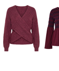 Elegante maglione avvolgente in caldo bordeaux