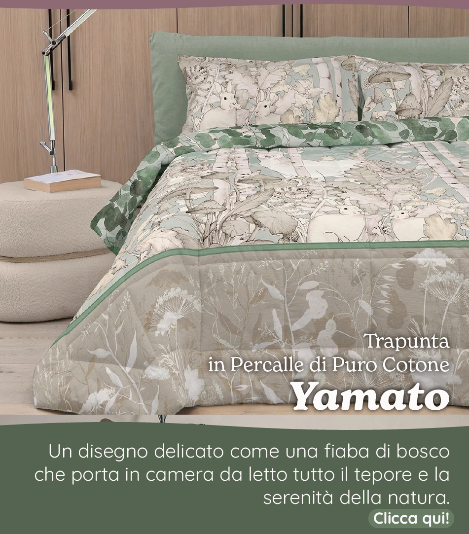 Trapunta in Percalle di Puro Cotone Fantasia Boschiva - Yamato