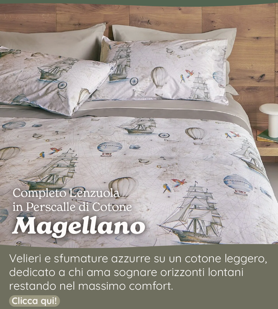 Completo Lenzuola in Percalle di Cotone Fantasia - Magellano