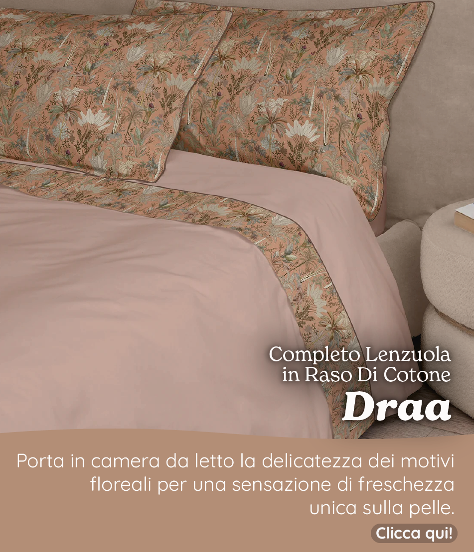 Completo Lenzuola in Raso Di Cotone Fantasia Floreale - Draa