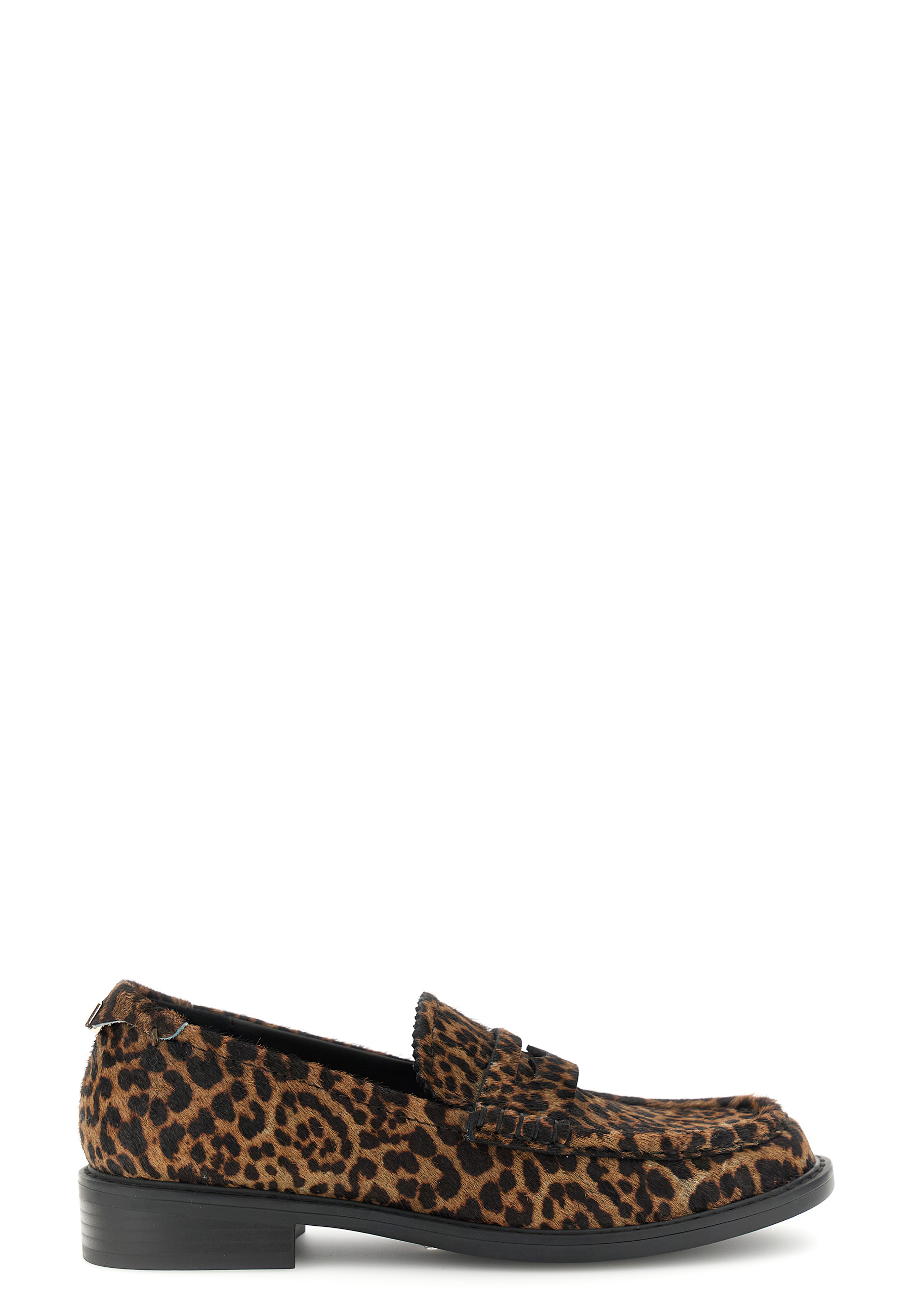 Image of mocassini con passante in pelle effetto cavallino leopardato maculato