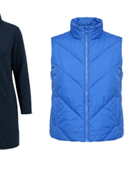 Gilet trapuntato blu brillante con colletto alto