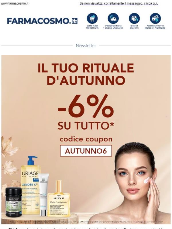🍂 -6% su TUTTO*: la tua ricarica di benessere per il weekend!