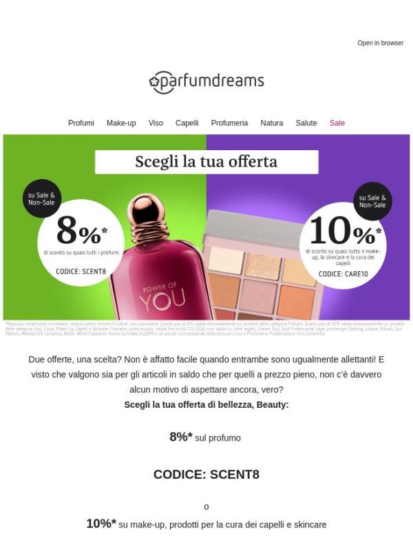 8%* o 10%* di sconto: Scegli la tua offerta! ✨