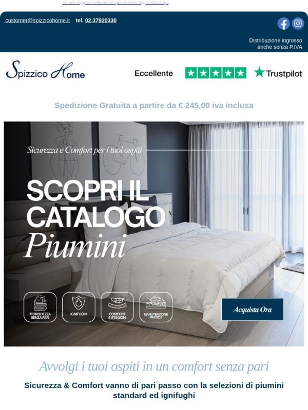 Sicurezza & Comfort per i tuoi ospiti 🛌 Scopri la selezione di piumini standard e ignifughi ✨