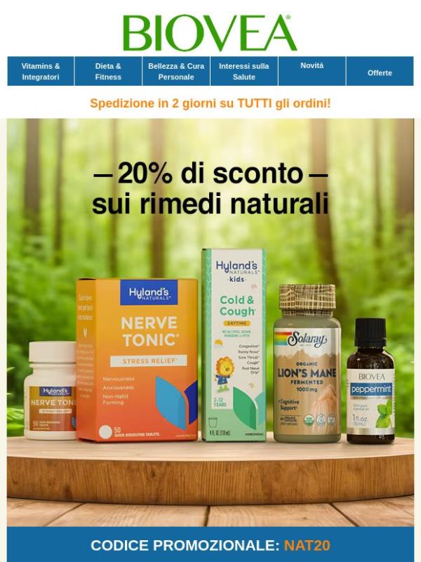 🌱 Stai meglio, naturalmente — 20% di sconto su tutti i rimedi naturali