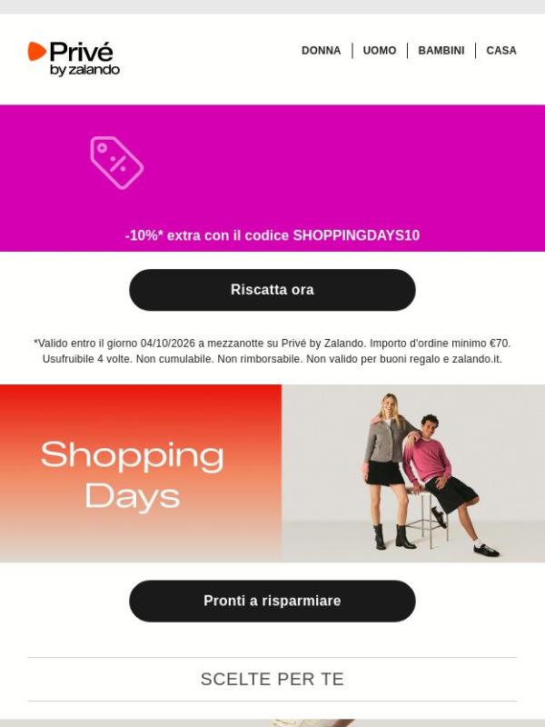 Oggi gli Shopping Days offrono uno sconto del 10% 🎯
