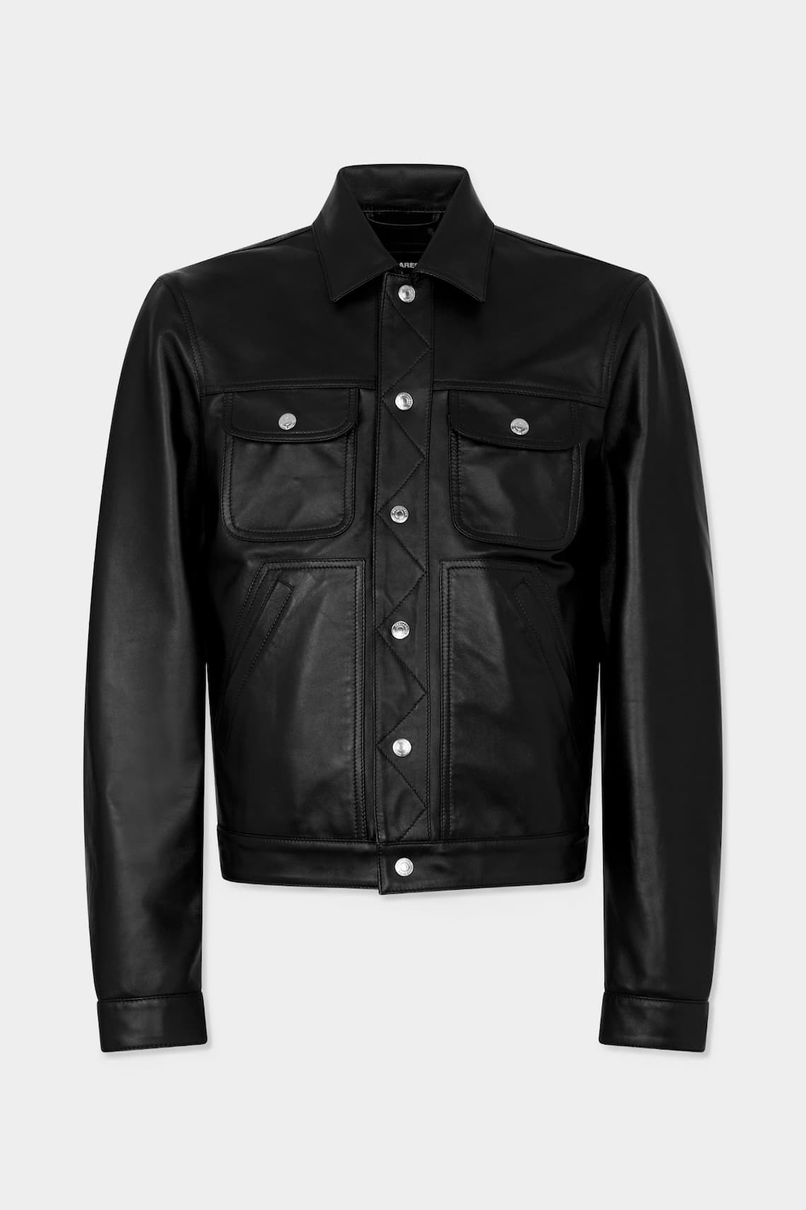 Leather Boxy Jean Jacket
