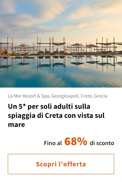 Un 5* per soli adulti sulla spiaggia di Creta con vista sul mare