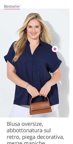 Elegante blusa con bottoni sul retro e piega decorativa