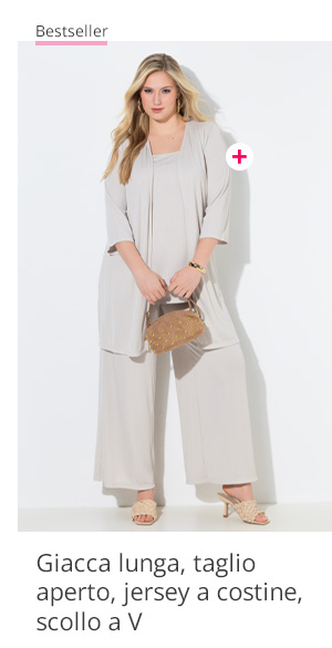 Elegante giacca lunga in un delicato beige, ideale per apparizioni stilose