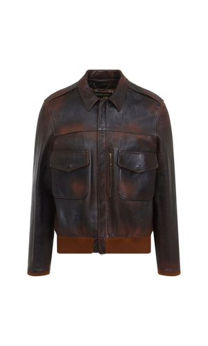 Leather bomber jacket