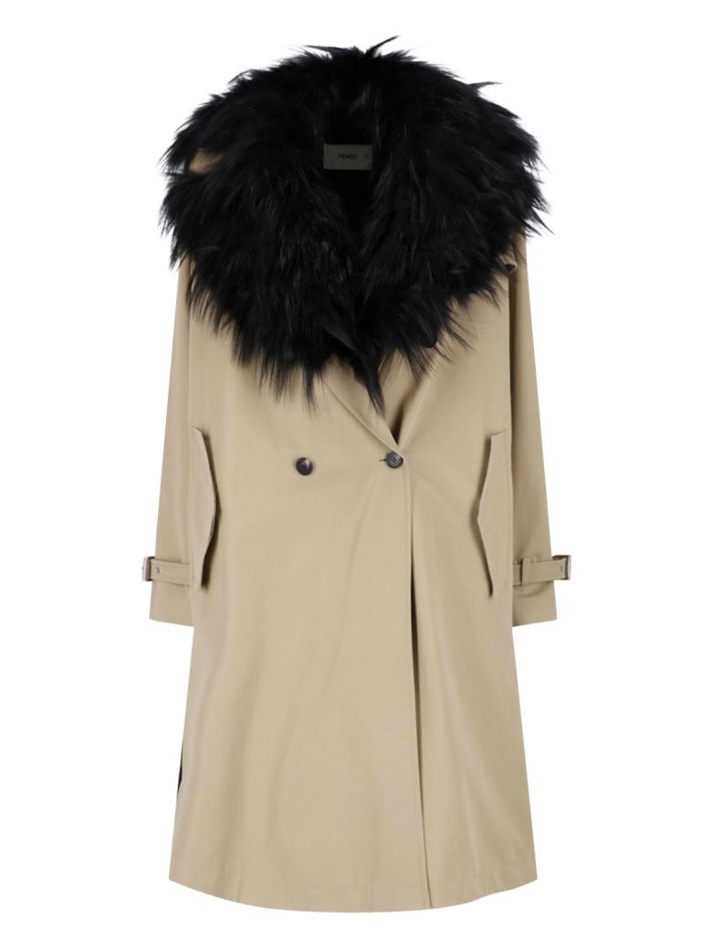 Fendi - Trench in cotone con pelliccia