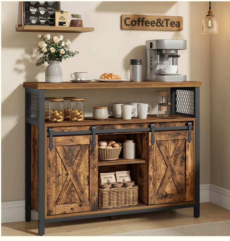 Armadietto Organizzatore Stile Country Marrone Vintage e Nero Inchiostro