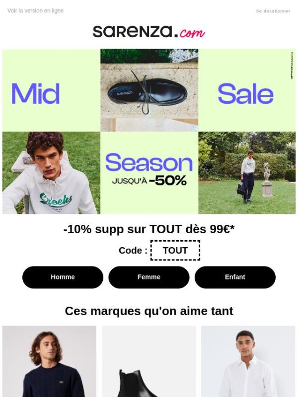 Lacoste, Boss, Asics : vos marques préférées vous attendent