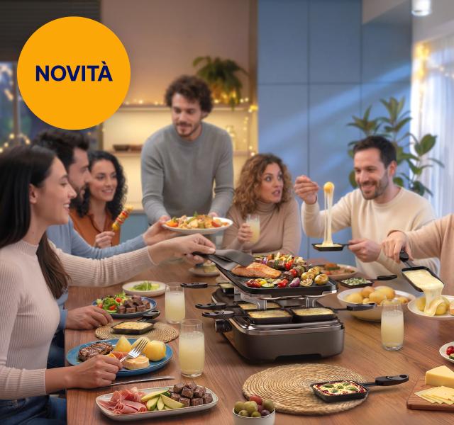NOVITÀ. Raclette facile a casa tua. Ti presentiamo la nuova Philips Raclette Grill 2‑in‑1 – ora disponibile per cene accoglienti e momenti conviviali. Griglia, sciogli e gusta di tutto, dalle verdure ai pancake fino al formaggio perfettamente fuso. Acquista ora