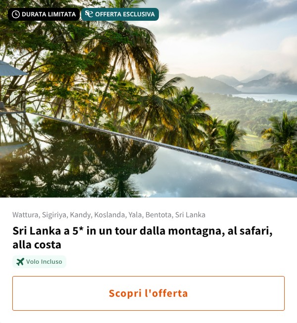 Sri Lanka a 5* in un tour dalla montagna, al safari, alla costa
