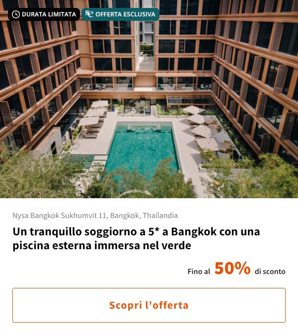 Un tranquillo soggiorno a 5* a Bangkok con una piscina esterna immersa nel verde